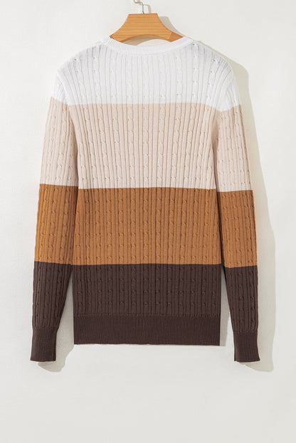 Madison Colorblock Cable Knit Sweater