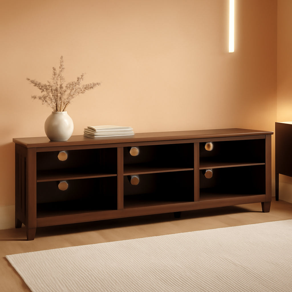 Wren Classic Brown TV Media Console For 80 Inch TV Storage ShipItFurniture