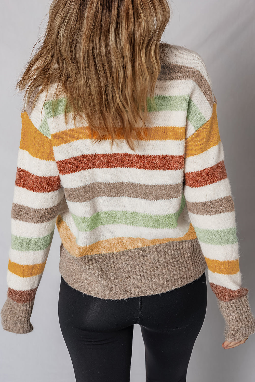 Vivian Stripe Crew Neck Sweater Threaded Pear