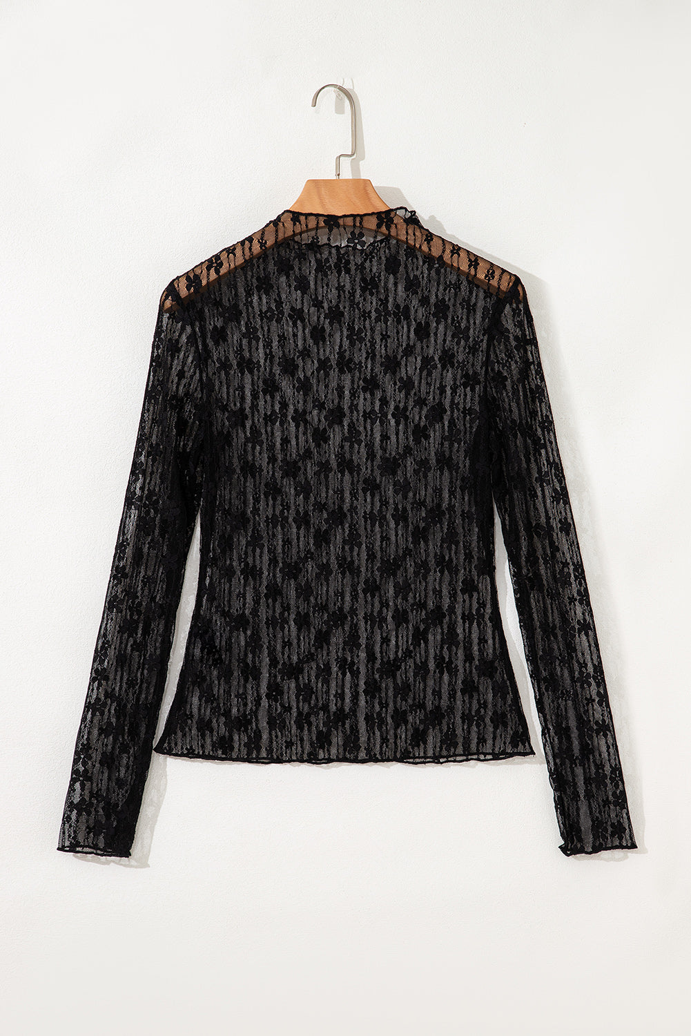 Adalynn Sheer Floral Lace Long Sleeve Top Threaded Pear