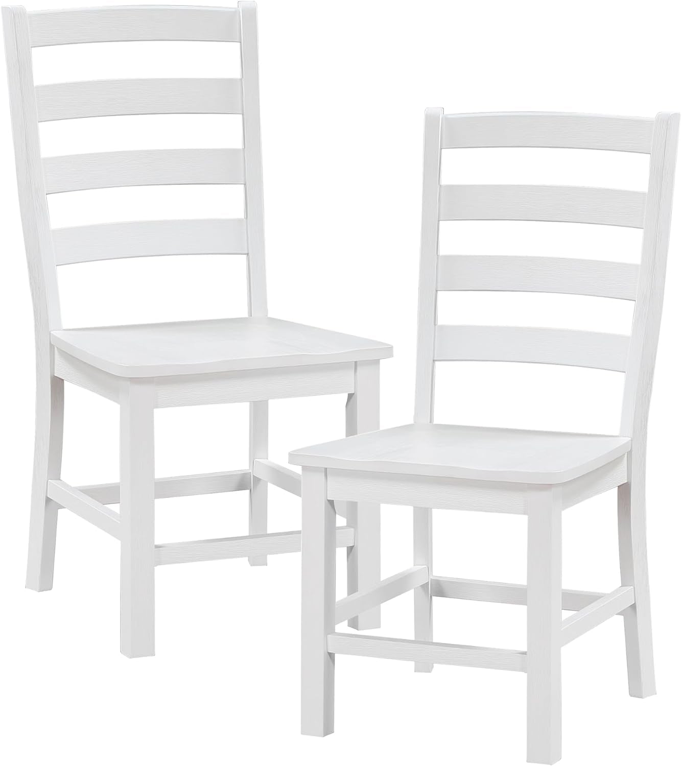 Dining Chairs Set of 2, Dining Chairs with Solid Wood Legs and Footrest, High Ladder Back Farmhouse Dining Chairs, Wooden Dining Room Chairs, White ShipItFurniture