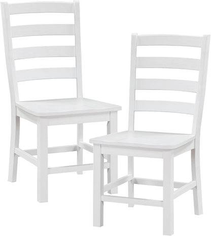 Dining Chairs Set of 2, Dining Chairs with Solid Wood Legs and Footrest, High Ladder Back Farmhouse Dining Chairs, Wooden Dining Room Chairs, White ShipItFurniture