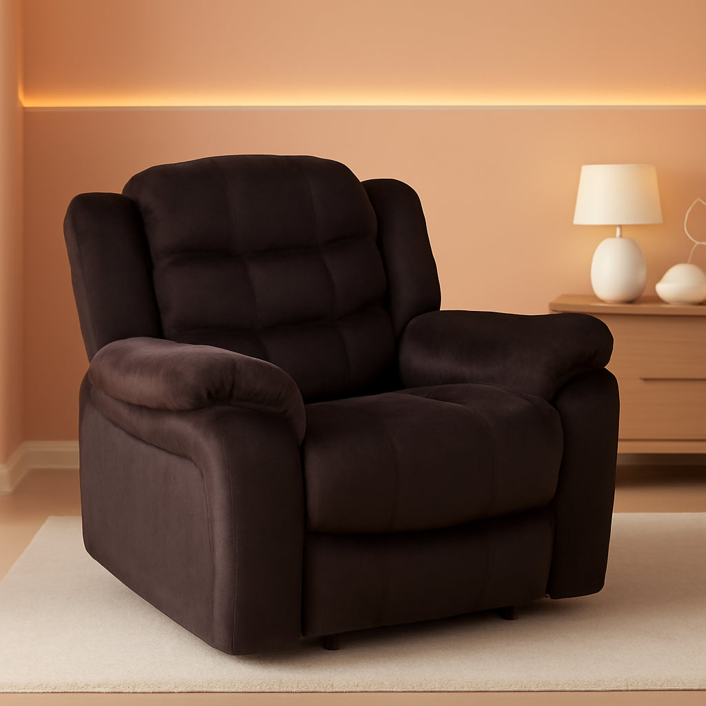 Hawthorne Chocolate Brown Glider Recliner Dual Function ShipItFurniture