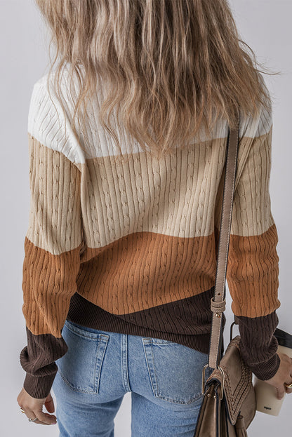Madison Colorblock Cable Knit Sweater