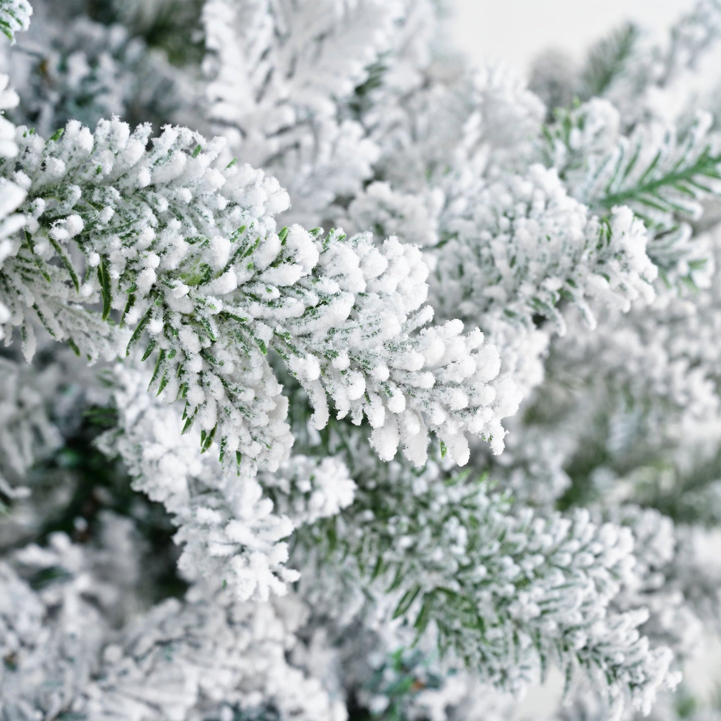 Premium 7FT Snow Flocked Hinged Artificial Christmas Tree with Fluffy Sangria Beech