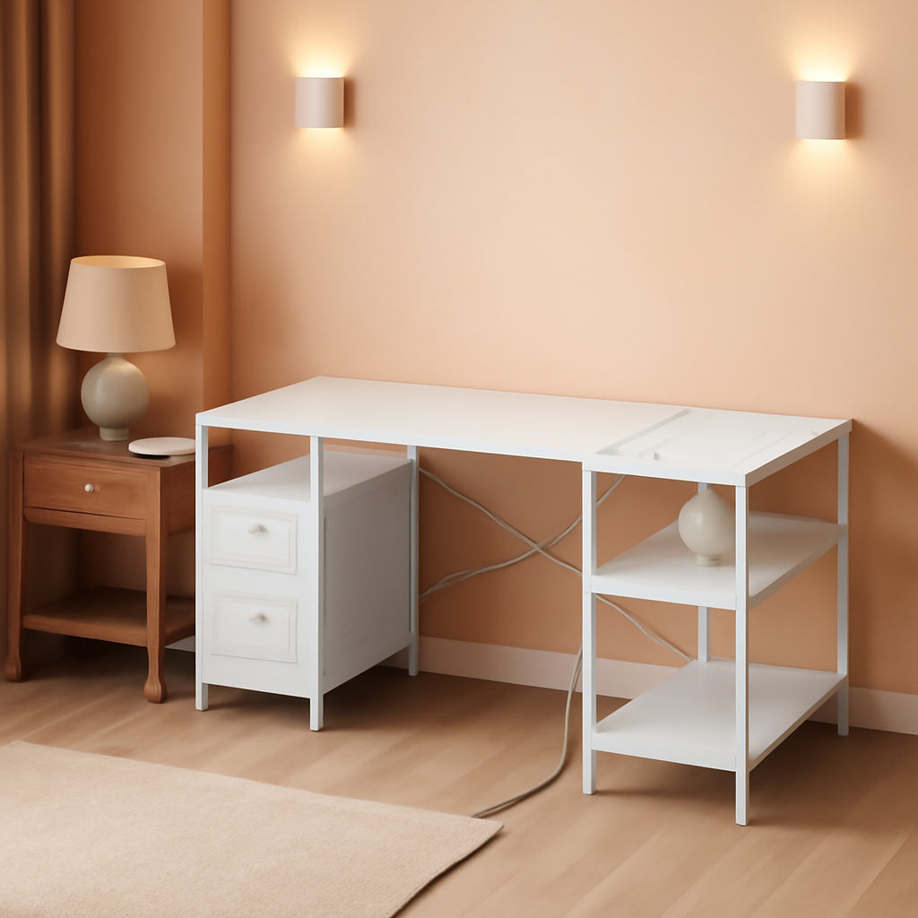 47 Inch L Shaped Desk With Power Outlets For Home Office ShipItFurniture