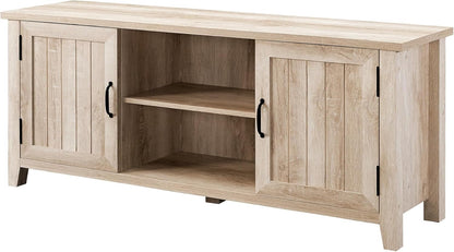 Buren 58 Inch White Oak Grooved Door TV Stand 65 Inch TV