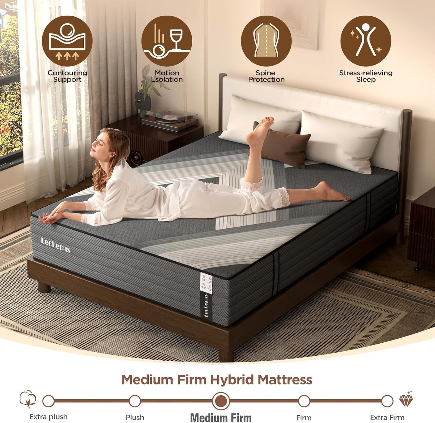 10 Inch Medium Firm Hybrid Queen Mattress in Box ShipItFurniture