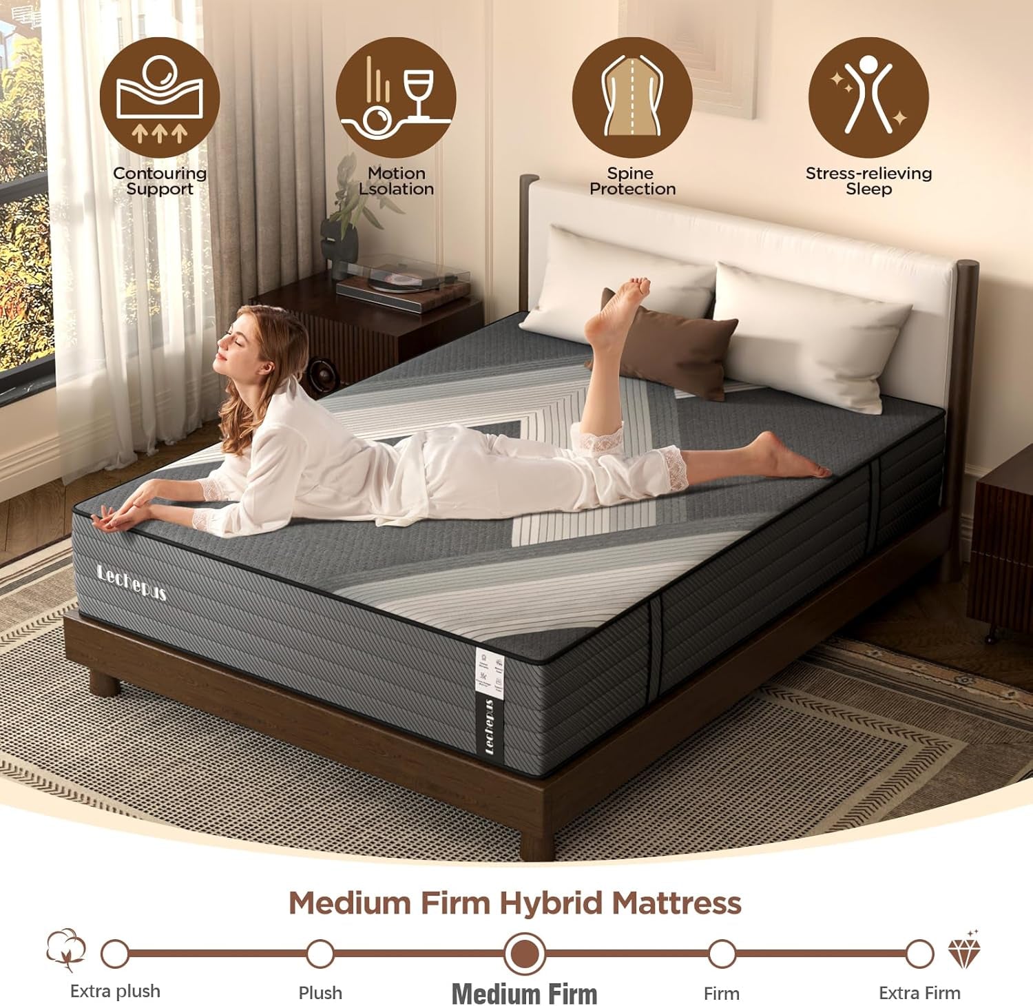 10 Inch Medium Firm Hybrid Queen Mattress in Box ShipItFurniture