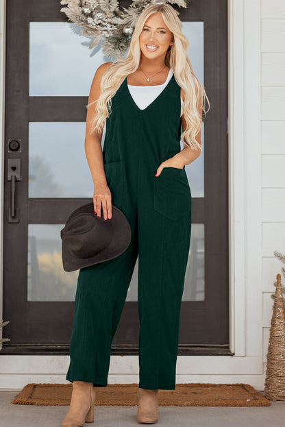 Elle Corduroy Patched Sleeveless Jumpsuit