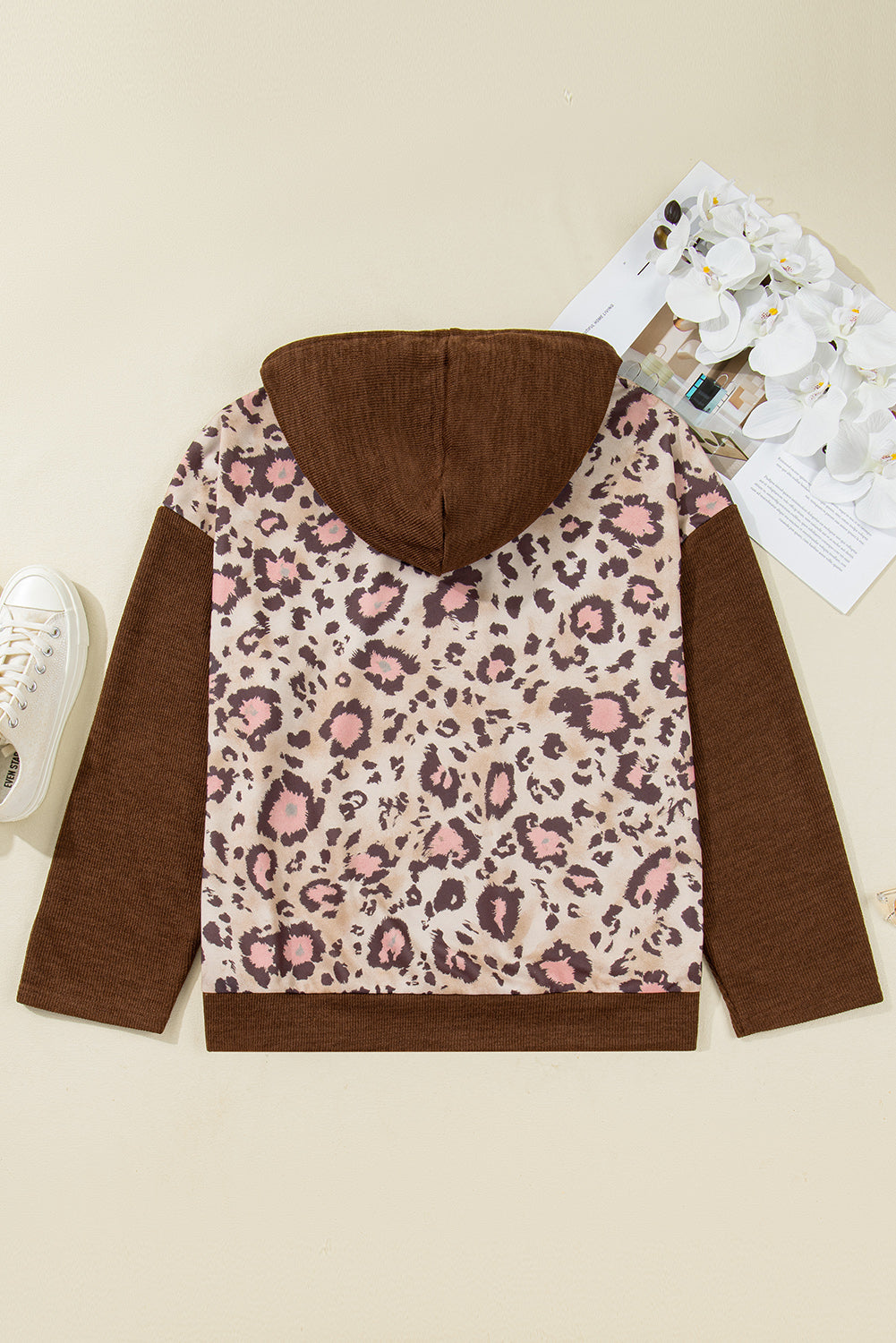 Scarlett Print Knit Patchwork Hoodie