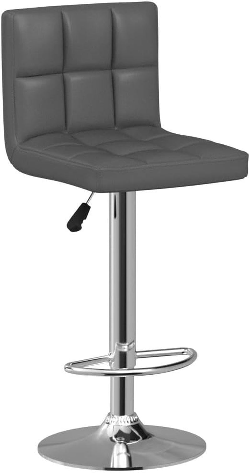 Bar Stools Modern Pu Leather Swivel Adjustable Hydraulic Bar Stool Square Counter Height Stool Set of 2 (Gray) ShipItFurniture