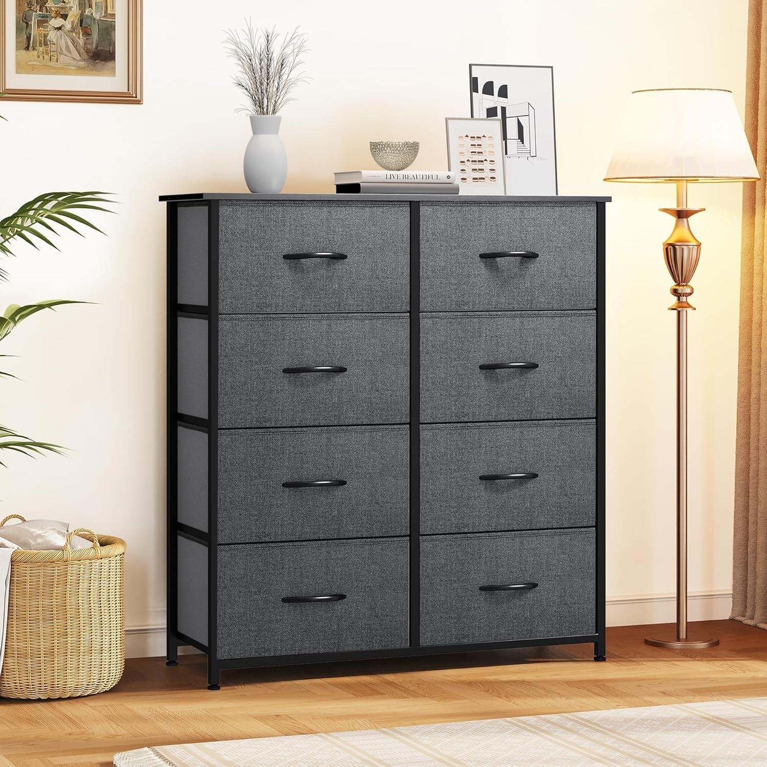 Dresser for Bedroom, Fabric Dresser with 8 Drawers,Tall Dresser,Chest of Drawers for Closet ShipItFurniture