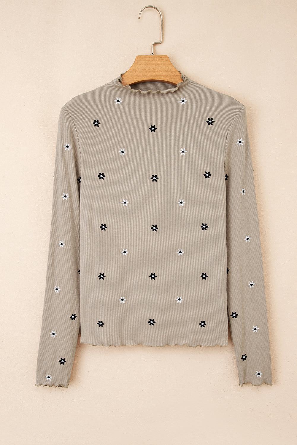 Genesis Embroidered Detail Ribbed Long Sleeve Top