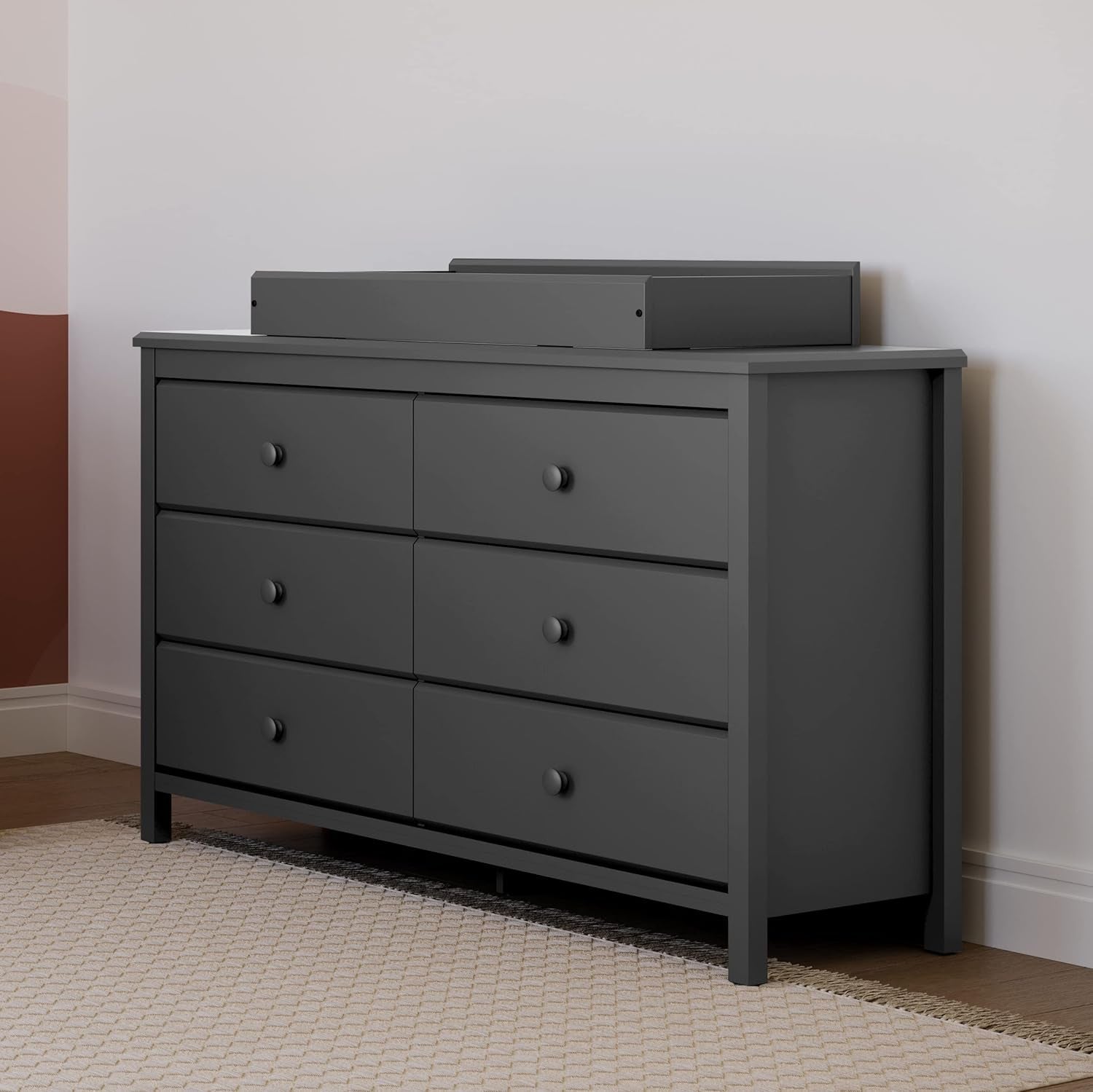 Alpine 6 Drawer Double Dresser (Gray) – GREENGUARD Gold Certified, Dresser for Nursery, 6 Drawer Dresser, Kids Dresser, Nursery Dresser Drawer Organizer, Chest of Drawers ShipItFurniture