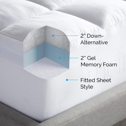 Four Inch Gel Memory Foam Mattress Topper Queen