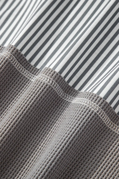 Taytum Patchwork Drawstring Hooded Long Sleeve Top