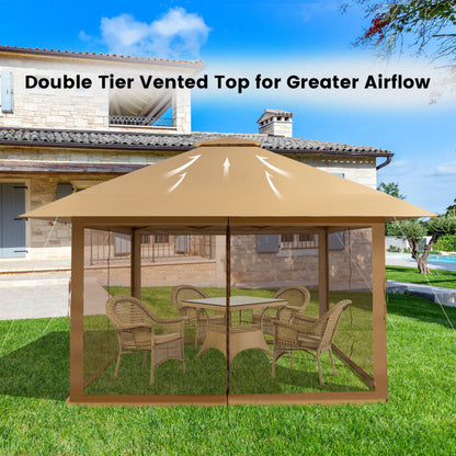 13 X 13 Feet Pop-Up Instant Gazebo Canopy Tent with Mesh Sidewall ShipItFurniture