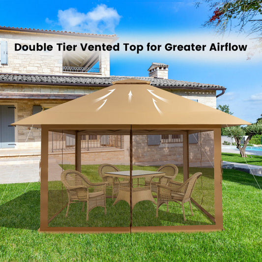 13 X 13 Feet Pop-Up Instant Gazebo Canopy Tent with Mesh Sidewall ShipItFurniture