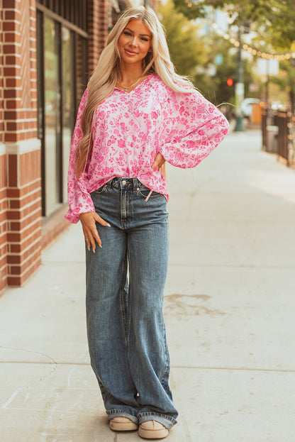 Adalyn Floral Puff Sleeve Lightweight Blouse