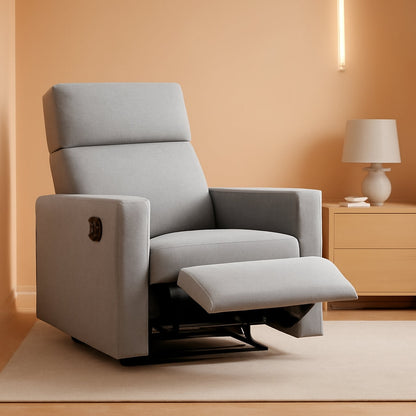 Modern Upholstered Swivel Recliner Chair Glider Gray ShipItFurniture