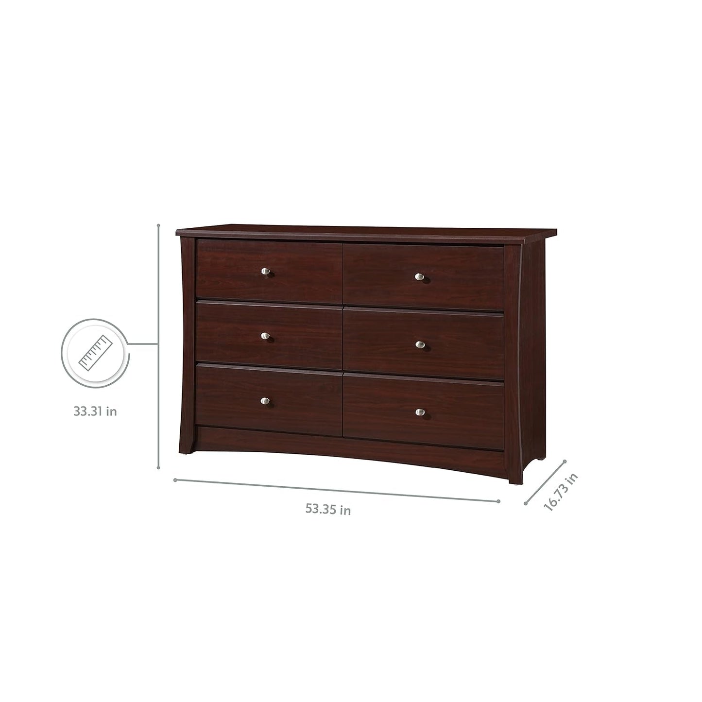 Crescent 6 Drawer Double Dresser (Espresso) – GREENGUARD Gold Certified, Dresser for Nursery, 6 Drawer Dresser, Kids Dresser, Nursery Dresser Drawer Organizer, Chest of Drawers ShipItFurniture