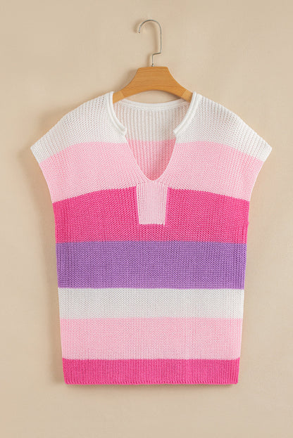 Elliot Color Block Notch V Neck Sweater Top