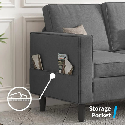 Dark Grey Convertible Sectional Sofa With Storage Ottoman ShipItFurniture
