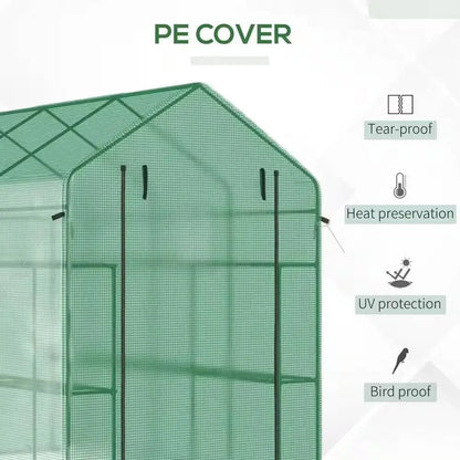 7 ft x 4.7 ft Oudoor Greenhouse with Steel Frame and Green PE Cover - Get it from Bo