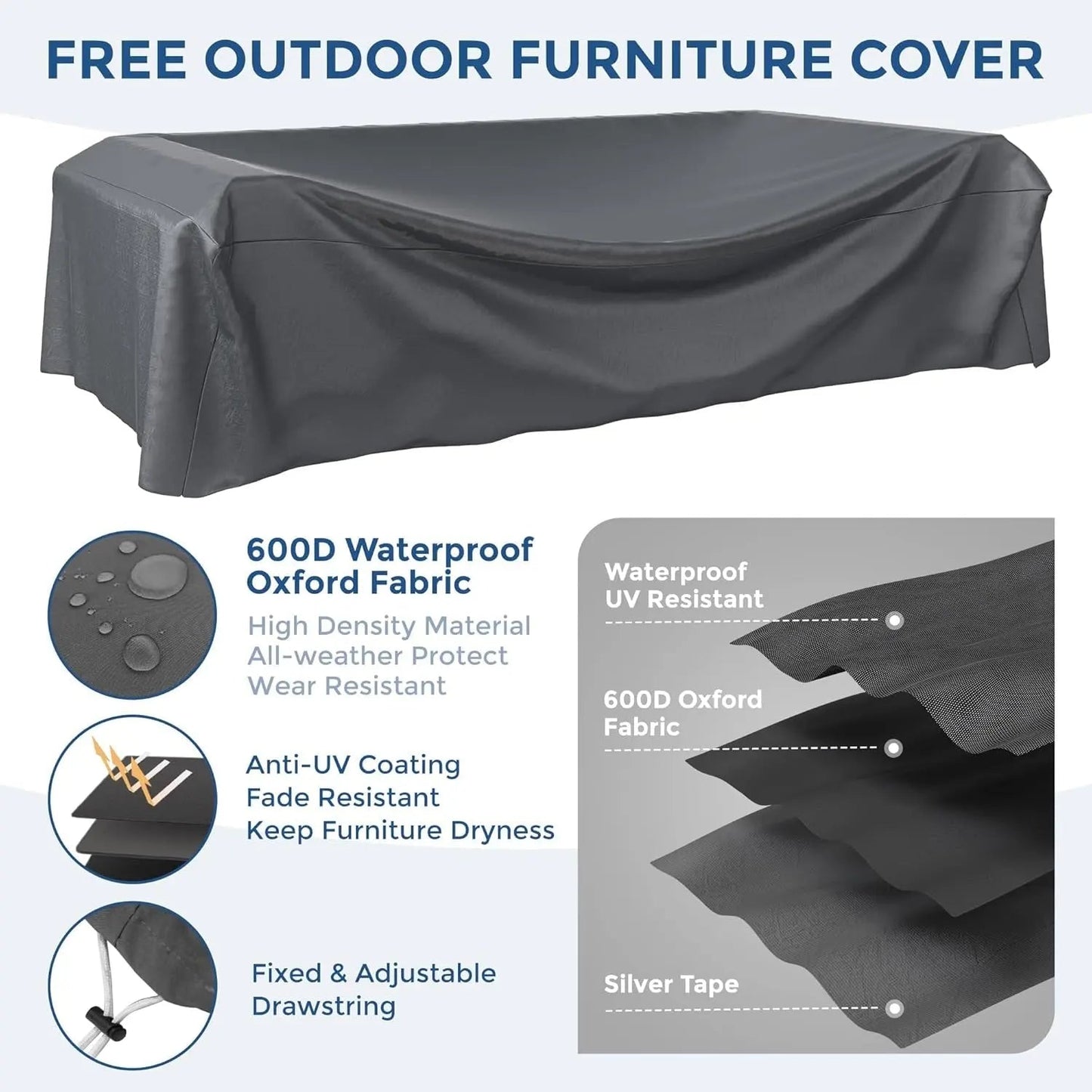 7 Piece Outdoor Sectional Patio Set With Waterproof Cover - Get it from Bo