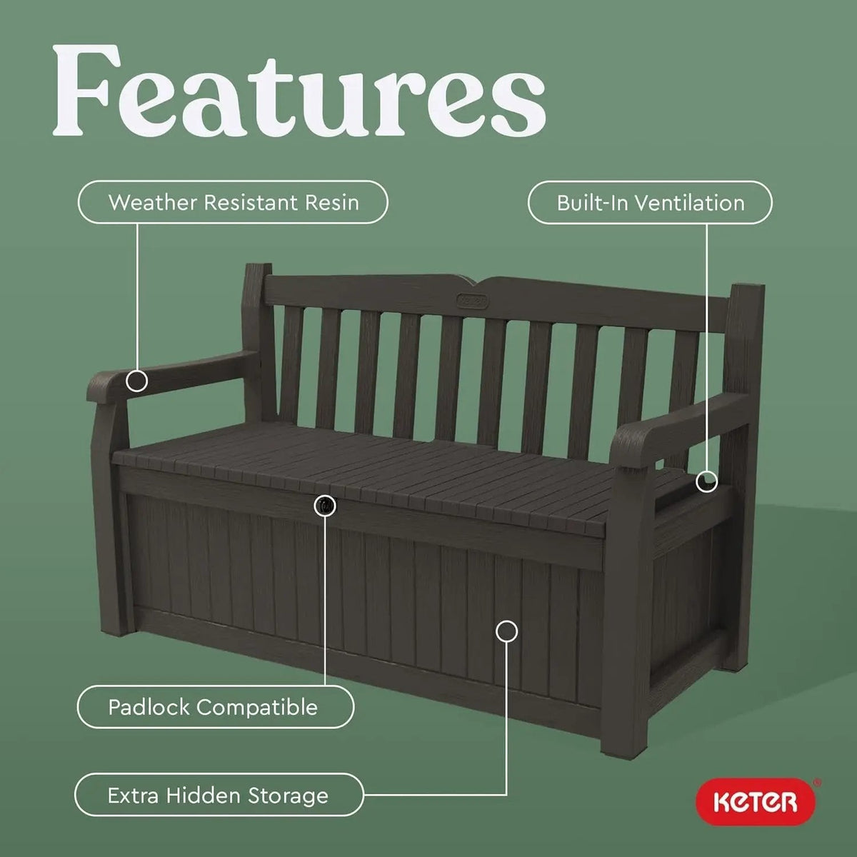 70 Gallon Outdoor Storage Bench Box for Garden Tools - Get it from Bo