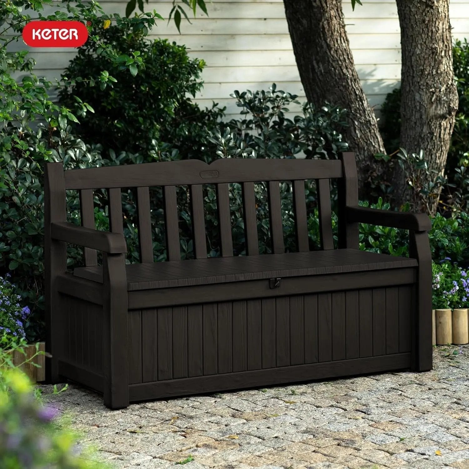 70 Gallon Outdoor Storage Bench Box for Garden Tools - Get it from Bo