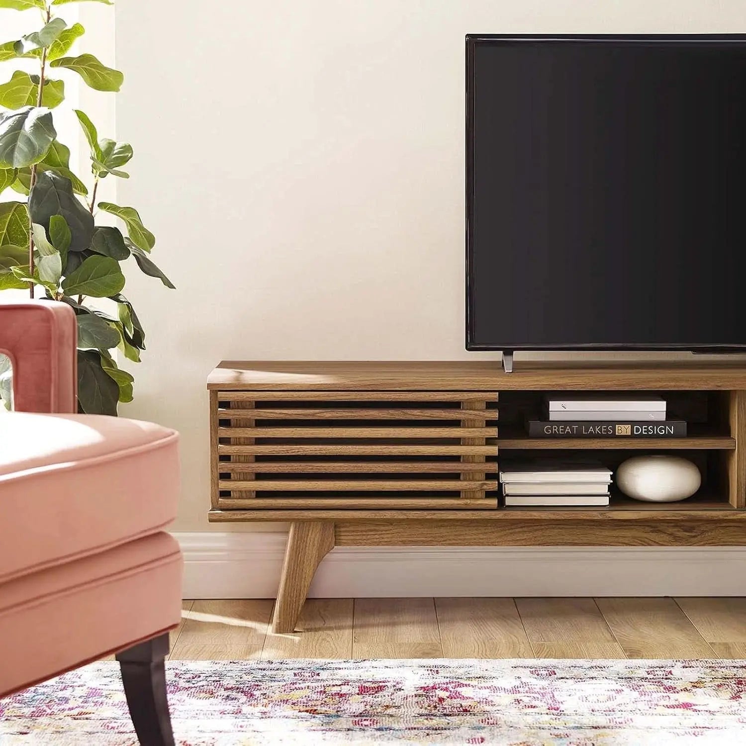 70 Inch Mid Century Modern Walnut TV Stand Console - Get it from Bo