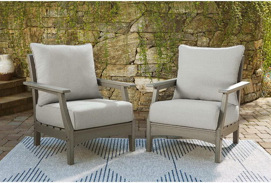 Cushioned Outdoor Lounge Chairs Set of Two Gray ShipItFurniture