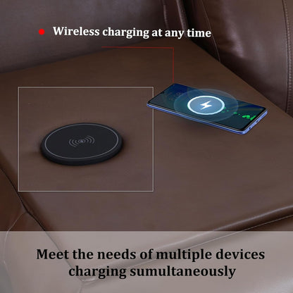 Power Recliner Sofa Set With LED Leather 3 Piece Brown Living Room ShipItFurniture