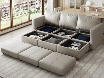Faux Leather Modular Sectional Sleeper Sofa Storage ShipItFurniture