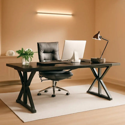 70.8 Inch Executive Desk Black Oak Office Desk Home Office - Get it from Bo