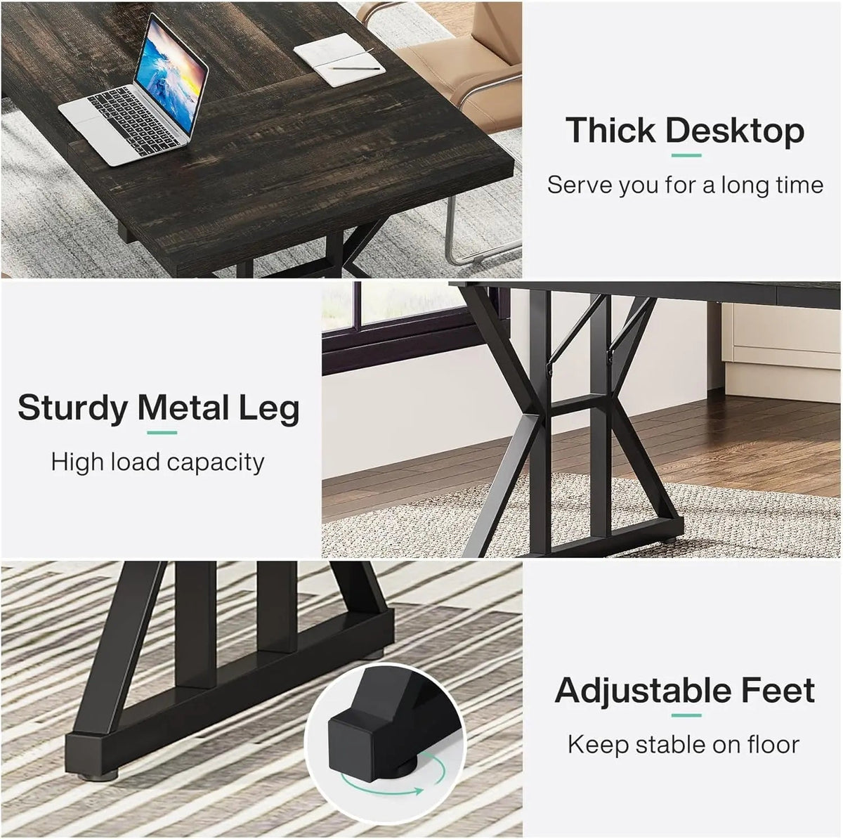 70.8 Inch Executive Desk Black Oak Office Desk Home Office - Get it from Bo