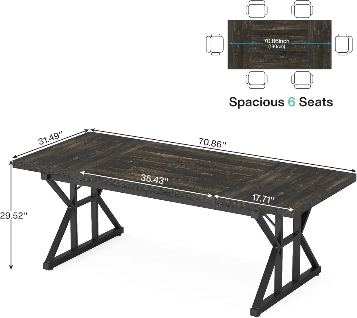 70.8 Inch Executive Desk Black Oak Office Desk Home Office - Get it from Bo