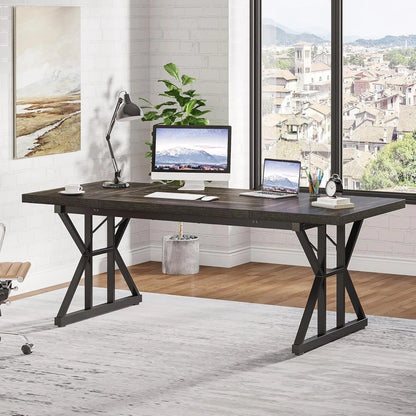 70.8 Inch Executive Desk Black Oak Office Desk Home Office - Get it from Bo
