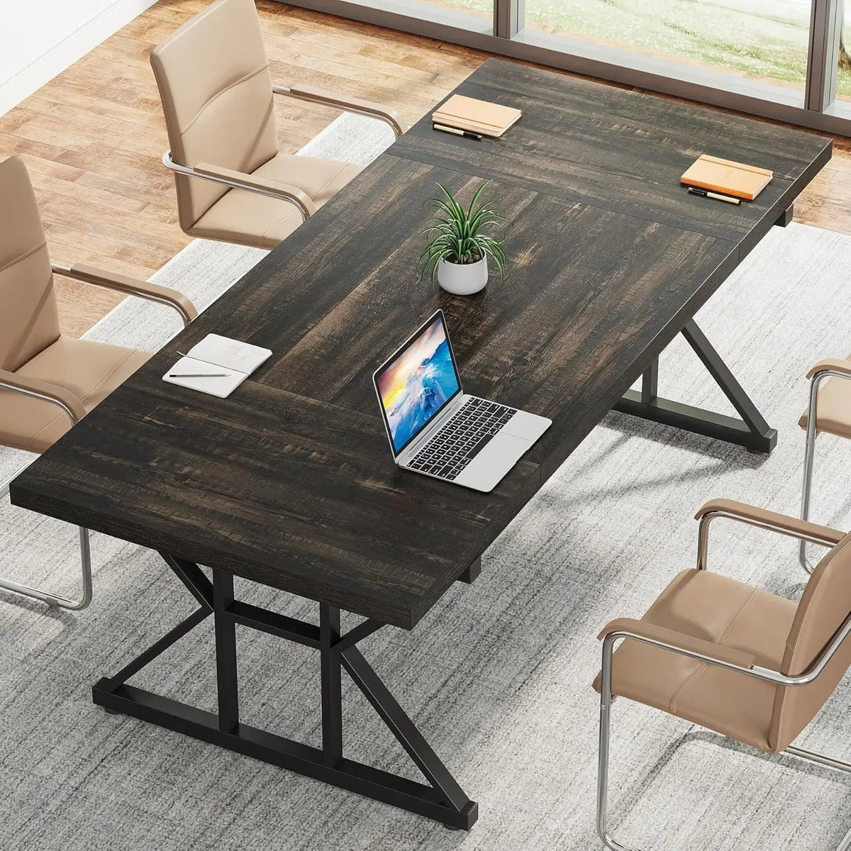 70.8 Inch Executive Desk Black Oak Office Desk Home Office - Get it from Bo