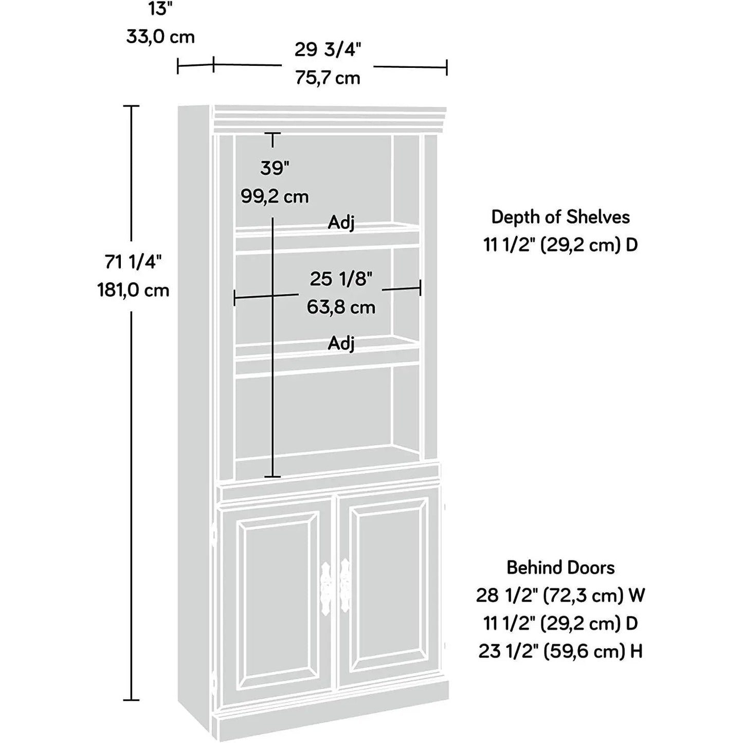 71-inch High 3-Shelf Wooden Bookcase with Storage Drawer in Cherry Finish - Get it from Bo