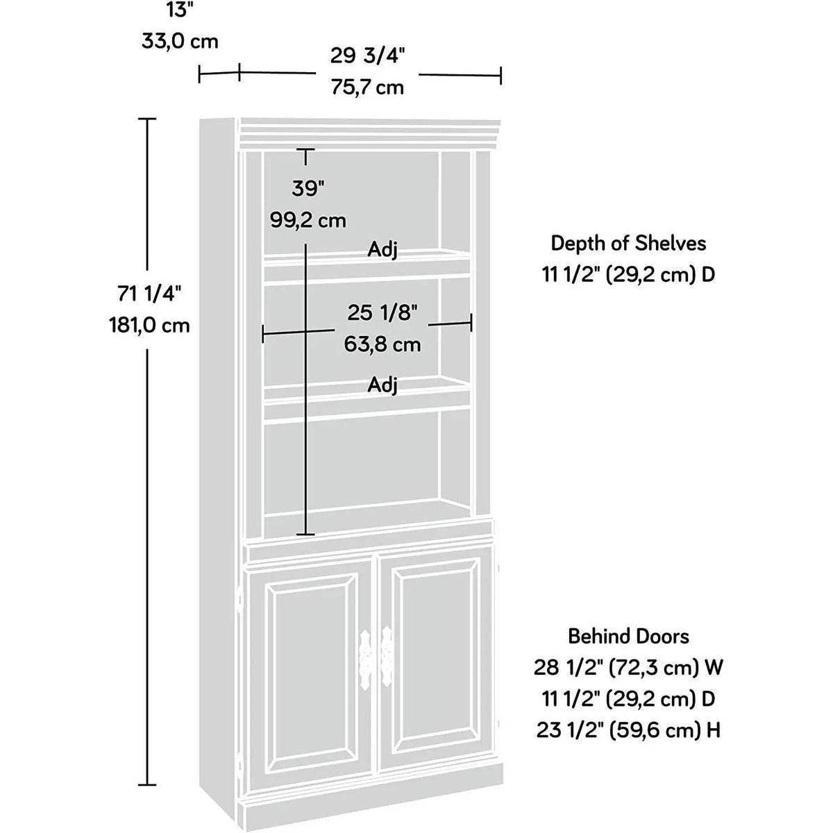 71-inch High 3-Shelf Wooden Bookcase with Storage Drawer in Cherry Finish - Get it from Bo