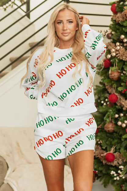 Christmas HOHOHO Pullover and Casual Shorts Set