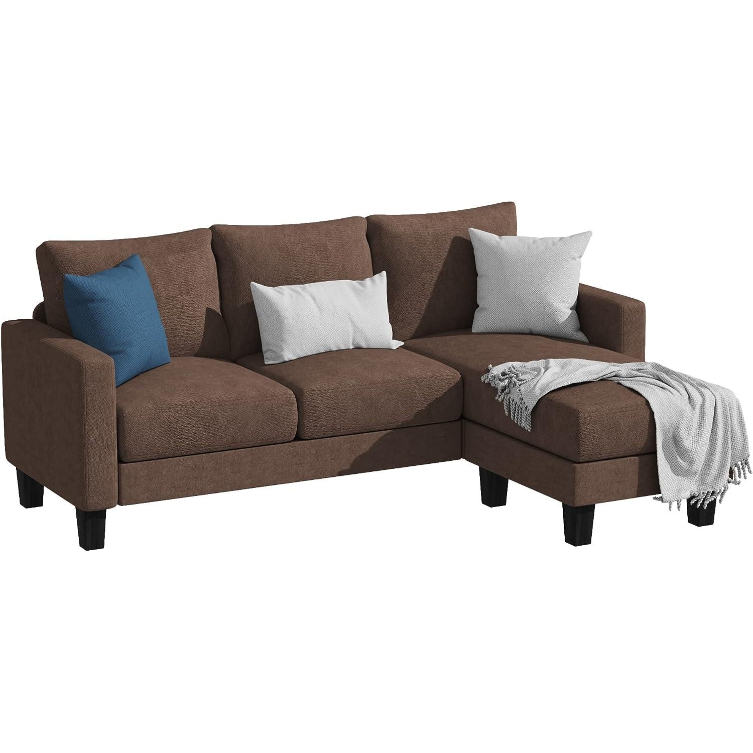 Upholstered Sectional Sofa With Reversible Chaise 77.55 Inch ShipItFurniture