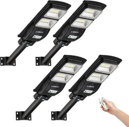 4 PACK 60W solar street light 6000 lumens Langy Solar Lights