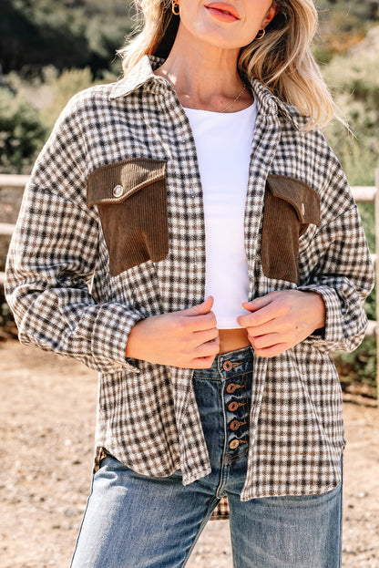 Ava Flap Patchwork Plaid Shacket