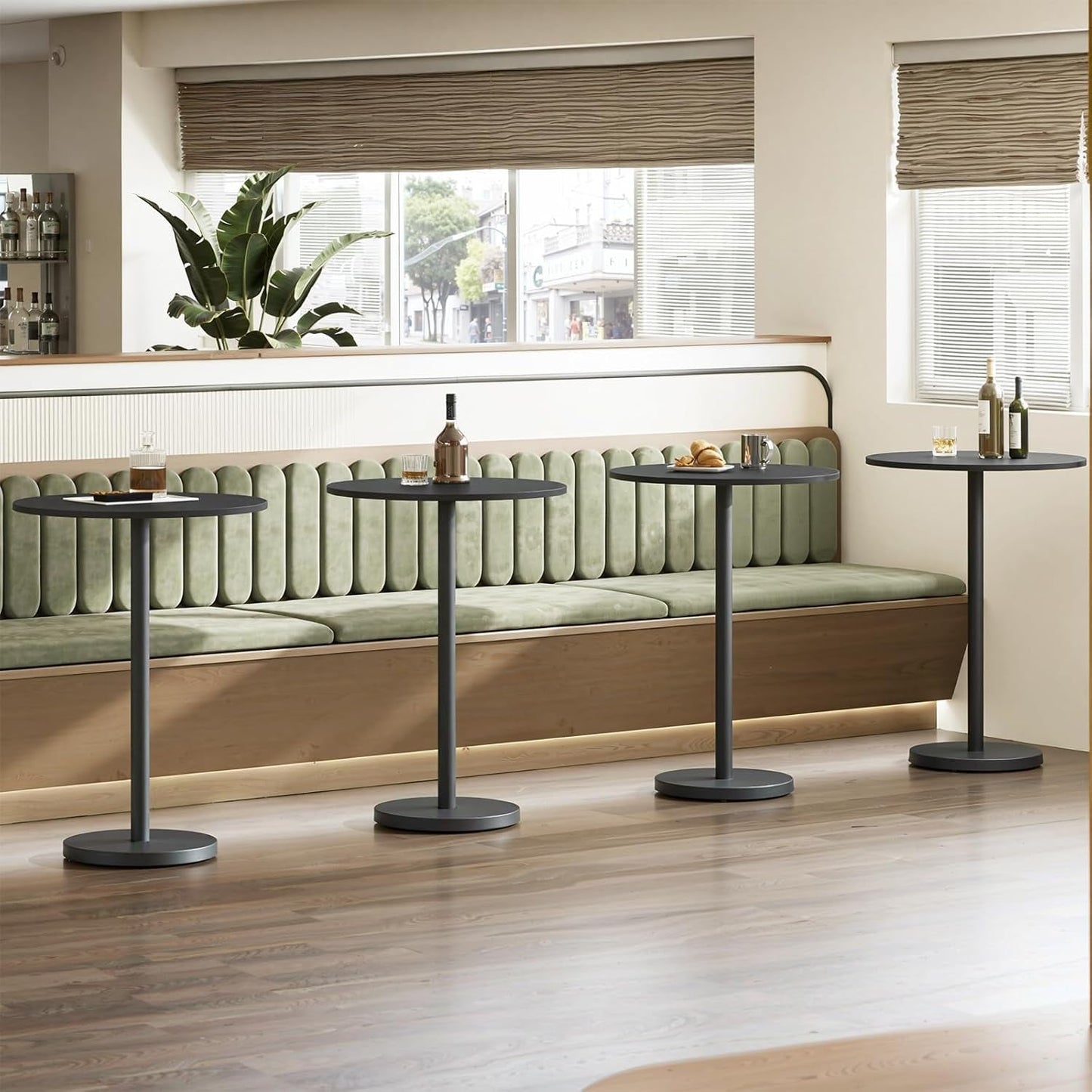 Round Counter height Bar Table Set Industrial Black ShipItFurniture