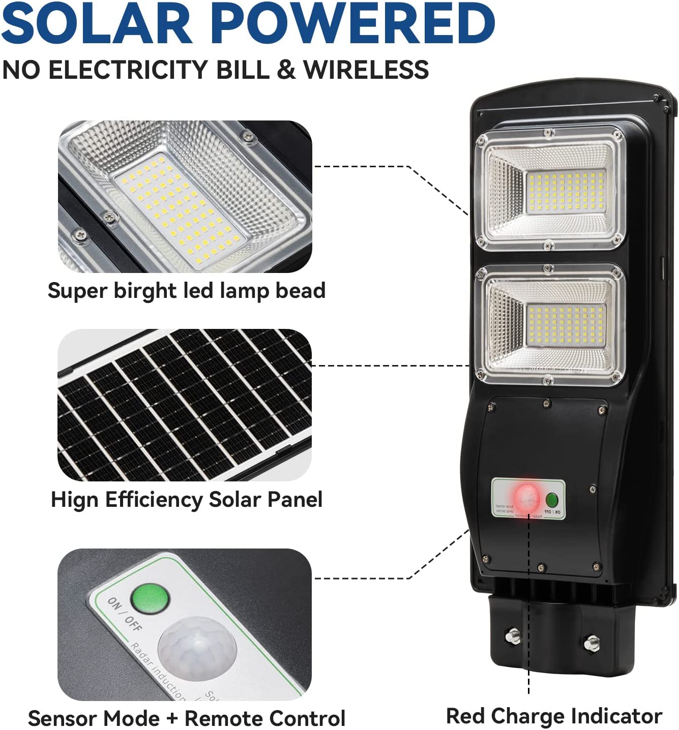 4 PACK 60W solar street light 6000 lumens Langy Solar Lights