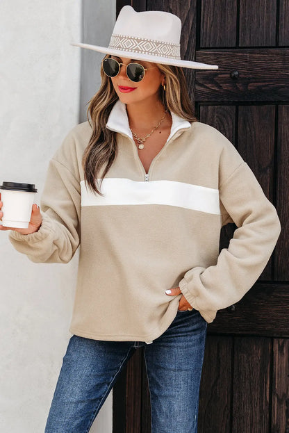 Nicole Colorblock Patchwork Zipped Pullover